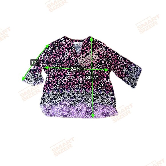 Susan Graver Tunic‎ Top Womens Size 2x Liquid Knit Stretchy V Neck Asymmetrical - Picture 2 of 7